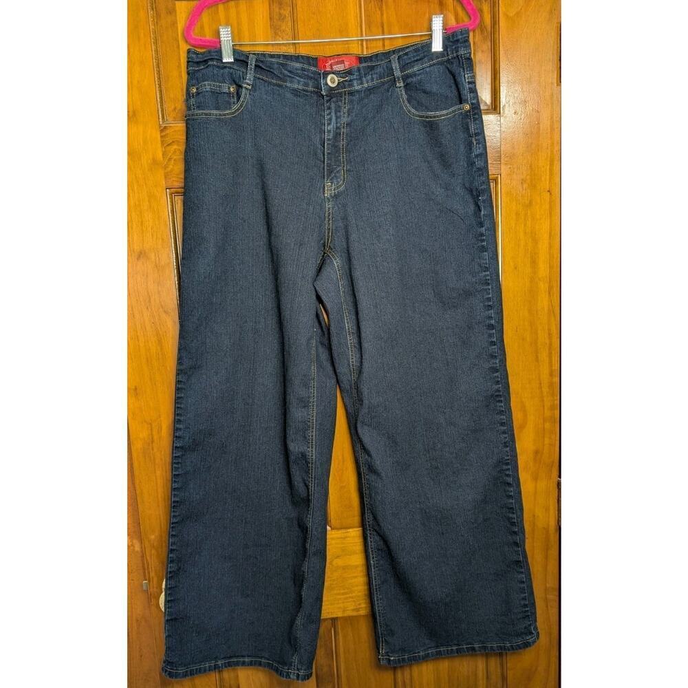 CosJeans Wide Leg Denim Jeans Dark Wash Women's Size 16W Embroidered (855)